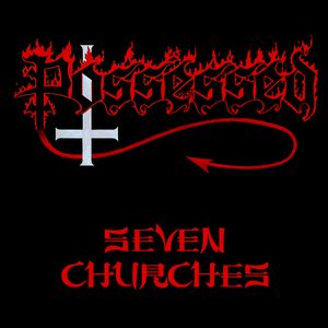 Album cover: the red Possessed logo with an inverted cross over a black field, the words Seven Churches in red below
