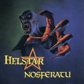Helstar Nosferatu album cover showing a pale vampire figure against a dark background beneath the Helstar logo
